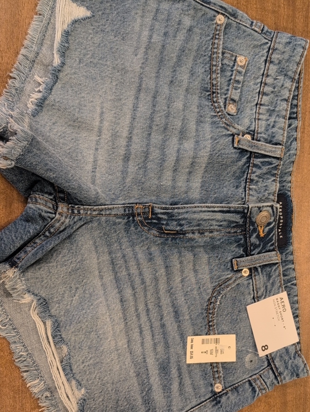 Aeropostale Light Blue Distressed High-Rise Jean Shorts